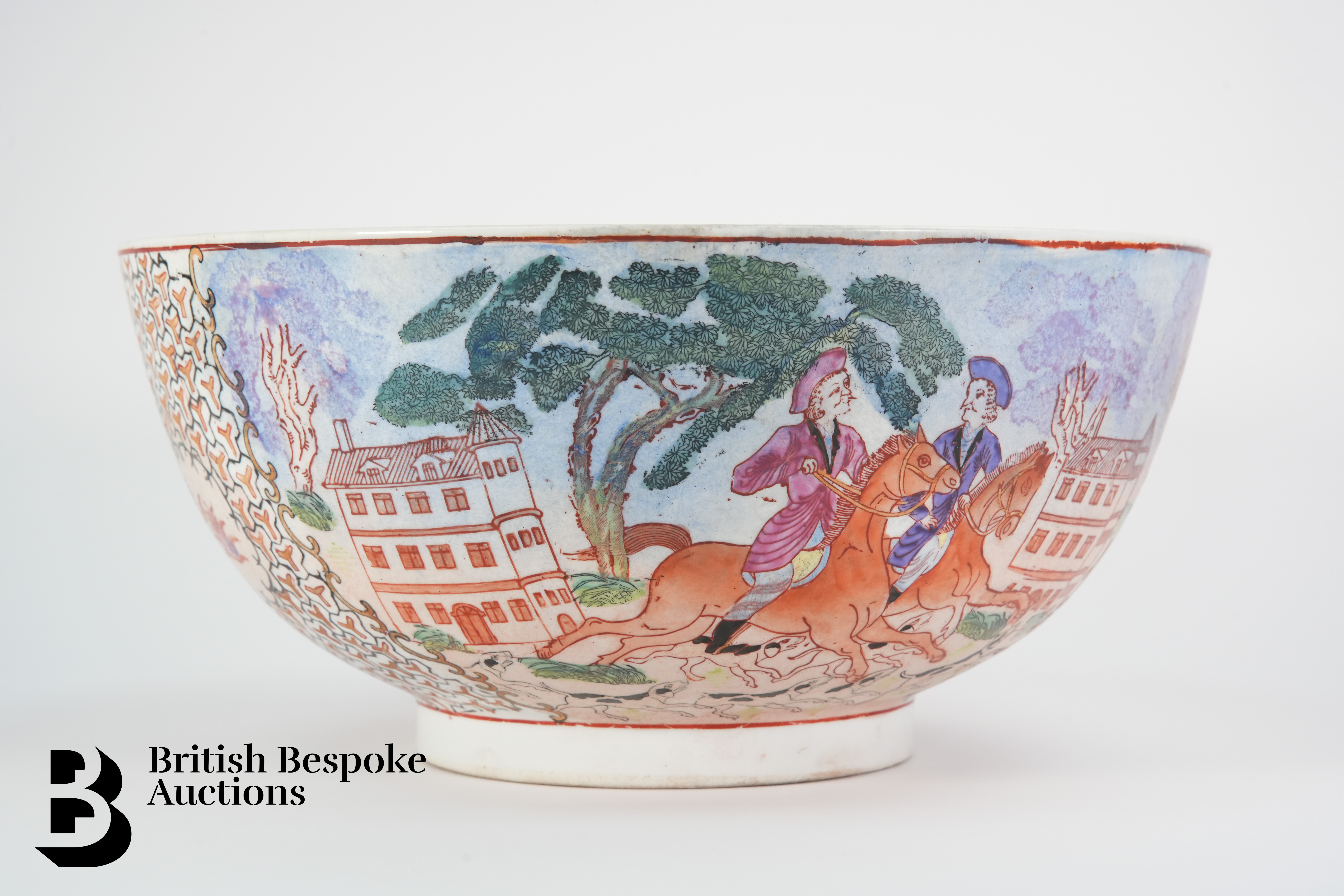 Large Famille Rose 'European Hunting' Bowl - Image 5 of 6