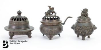 Three Japanese Bronze Censer
