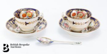 Two Worcester Tea Cups and Saucers