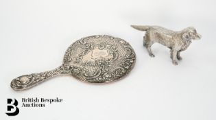 Silver Plated Figurine of a Golden Retriever