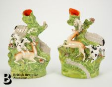 Pair of Staffordshire Spill Vases