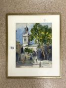 A J C BRYCE (ENGLAND) WATERCOLOUR DRAWING SIGNED IN PENCIL, FRAMED AND GLAZED 48 X 56CM