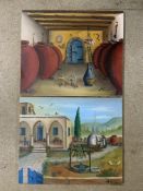 TWO CYPRIOT ARTIST OILS ON CANVAS SIGNED BY ANDREW DANISDIS 60 X 50CM