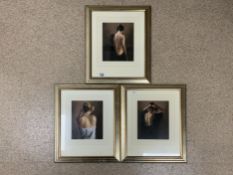THREE PICTURES OF LADIES BACKS ALL FRAMED AND GLAZED 42 X 51CM