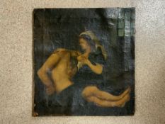 EARLY ANTIQUE OIL ON CANVAS AFTER RAPHAEL 49 X 53CM