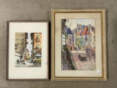 FRANK DOBSON /48 SIGNED WATERCOLOUR PENCIL DRAWING WITH ONE OTHER SIGNED WATERCOLOUR BOTH FRAMED AND
