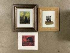 THREE SIGNED LIMITED-EDITION PRINTS OF CATS LARGEST 42 X 47