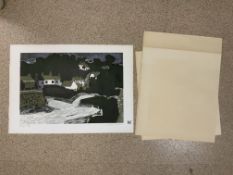 GRAHAM CLARKE (HELFORD) SIGNED LIMITED EDITION LINO CUT 44/50 66 X 45CM