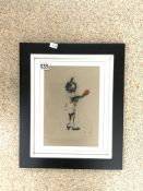 LIMITED EDITION STREET ART PRINT MONOGRAMMED 10/14 FRAMED AND GLAZED 37 X 44CM