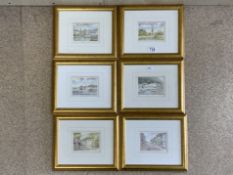 K. W. BURTON SIGNED LIMITED-EDITION PRINTS X 6 ALL FRAMED AND GLAZED 33 X 28CM