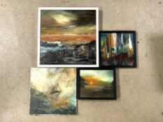 FOUR SIGNED ROYSTON OIL ON CANVAS LARGEST 53 X 53CM