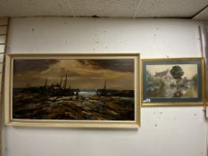 TWO VINTAGE PICTURES ONE SIGNED ELLIOTT WITH ONE OTHER LARGEST 69 X 130CM