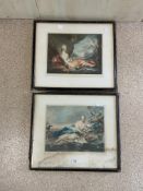 TWO SIDNEY WILSON R.A SIGNED MEZZOTINT ENGRAVER FRAMED AND GLAZED A/F 66 X 57CM