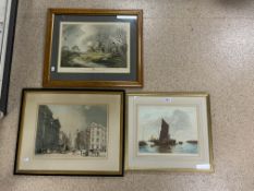 THREE FRAMED AND GLAZED PICTURES LARGEST 65 X 55CM