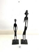 TWO BRONZE AFRICAN FIGURES 30CM