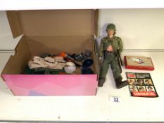 A VINTAGE ACTION MAN, 1964, WITH CLOTHING AND ACCESSORIES AND A NINTENDO GAME AND WATCH MICKEY &