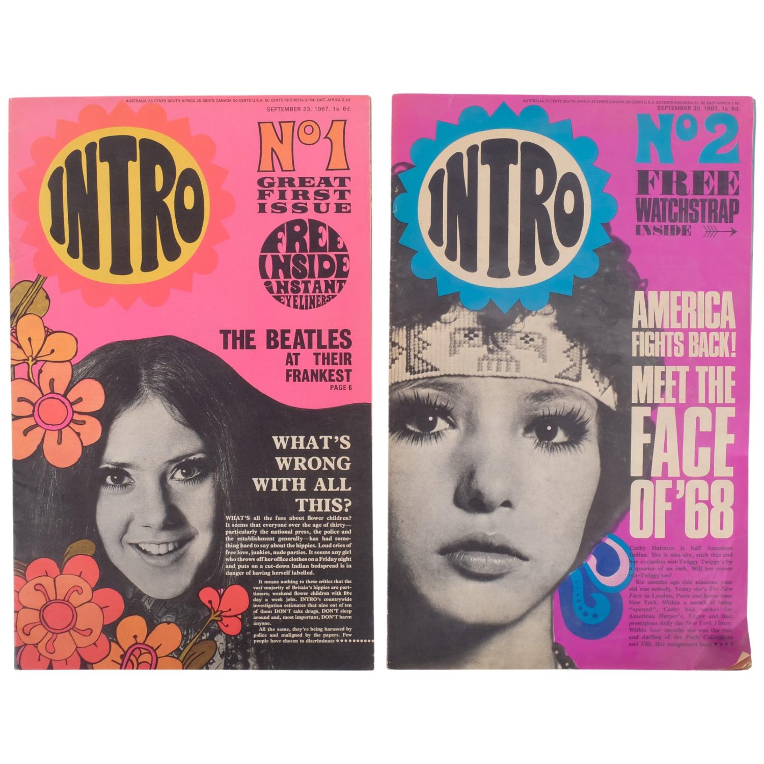 Intro Magazine, No. 1 Great First Issue September 23 1967, and No. 2 ...