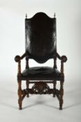An armchair with a high-backrest