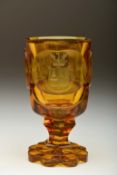 A stemmed glass
