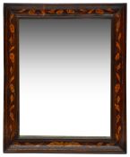 A 19th century Dutch walnut and marquetry wall mirror