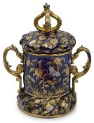 A fine late Georgian Mason's Ironstone mazarine blue and gilt twin handled vase and cover, c.1815-20