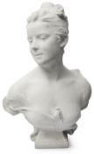 A late 19th century white marble bust of a maiden