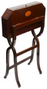 An Edwardian mahogany Sheraton style campaign folding writing desk