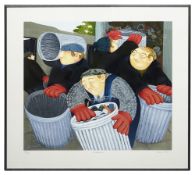 Beryl Cook (British, 1926-2008) 'Dustbinmen' A signed LE silkscreen