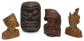 A Pacific Islands wooden mask, 20th century,