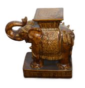 A Chinese brown glazed elephant garden seat