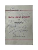 An autographed 'Grand Sunday Concert' programme, October 26th 1963 at Streatham Hill Theatre