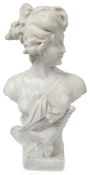 A French carved alabaster allegorical bust of Plenty