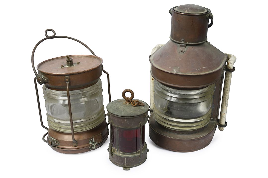 Three copper ships lights