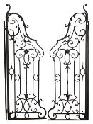 A pair of wrought iron garden gates