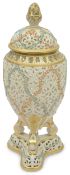 A Grainger & Co. Royal China Works Worcester blush ground reticulated vase and cover, late 19th cent
