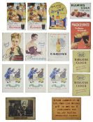 A collection of mid 20th century bartop freestanding advertising boards and signs