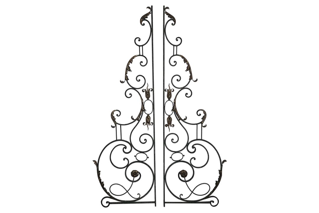 A pair of wrought iron garden gates