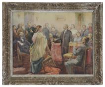 Russian School (20th century) 'Lenin Addressing a Meeting of Scholars'