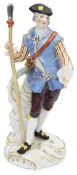 A mid 19th century Meissen polychrome figure of a shepherd, c.1850