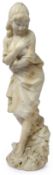A late 19th century carved alabaster figure, 'The Bather surprised'