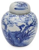 A late 19th century Chinese blue and white ginger jar and cover