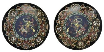 A pair of Japanese Meiji period cloisonne enamel dishes
