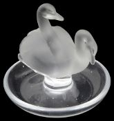 A Lalique 'Deux Cynges' pin dish / ashtray