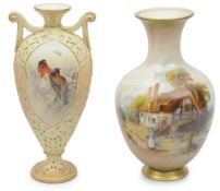 A Grainger's Royal China Works Worcester reticulated twin-handled vase