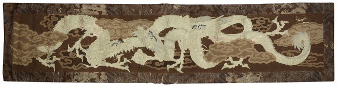 A large Japanese rectangular embroidered tapestry panel, Meiji period (1868-1912)