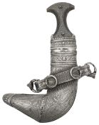 A 20th Century Ceremonial Omani Khanjar dagger with sheath