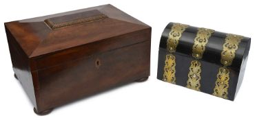 A late Regency mahogany workbox and a Victorian ebonised stationary box