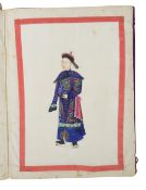 A 19th century bound album of Chinese pith / rice paper paintings