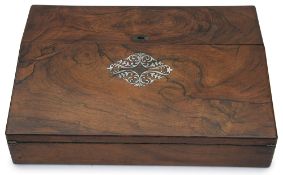 An early Victorian rosewood and mother of pearl inlaid writing slope