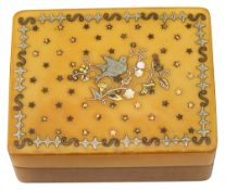 A late 18th century French amber and piquework boite-a-mouches